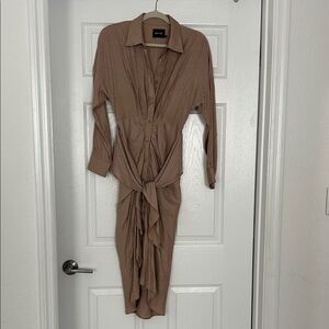 DO+BE Tan Long Sleeve Button-Up Dress